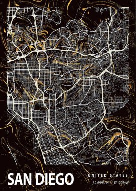 San Diego - Birleşik Devletler Montbretia Mermer Haritası dünyanın en ünlü şehirlerinin güzel bir kopyası. Bu fiyata böyle bir baskı bulamazsın..