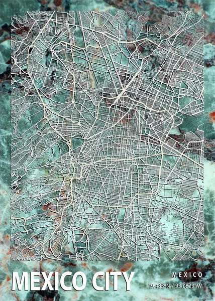 Πόλη Του Μεξικού Mexico Lisianthus Marble Map Είναι Όμορφες Εκτυπώσεις — Φωτογραφία Αρχείου