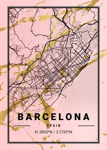바르셀로나 스페인 마그놀리아 스페인어 Magnolia Marble Map 세계에서 도시들의 아름다운 — 스톡 사진