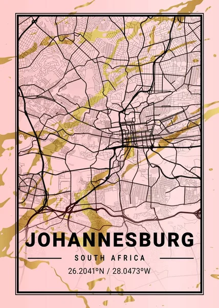 Johannesburgo Sudáfrica Magnolia Marble Map Hermoso Estampado Las Ciudades Más — Foto de Stock