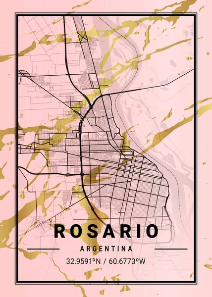 Rosario Argentina Magnolia Marble Map Uma Bela Estampa Das Cidades — Fotografia de Stock