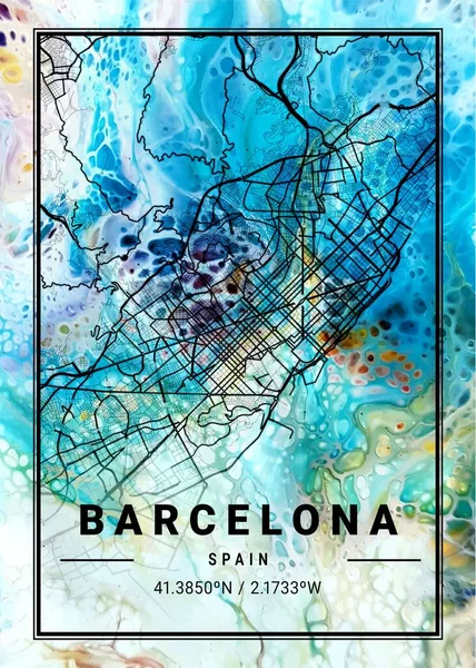 바르셀로나 스페인 Marigold Marble Map 세계에서 도시들의 아름다운 물이다 그대는 — 스톡 사진