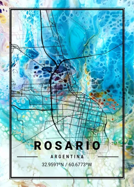 Rosario Argentina Marigold Marble Map Uma Bela Estampa Das Cidades — Fotografia de Stock