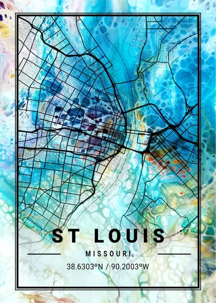 stock image St Louis - United States Marigold Marble Map is beautiful prints of the world's most famous cities. You will not find a similar print at this great price.