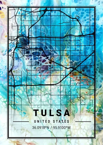 Tulsa United States Marigold Marble Map Hermoso Estampado Las Ciudades —  Fotos de Stock