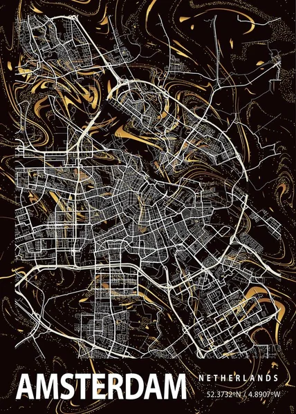 Amsterdam Netherlands Montbretia Marble Map Uma Bela Estampa Das Cidades — Fotografia de Stock