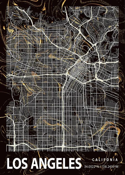 Los Angeles Verenigde Staten Montbretia Marble Map Een Prachtige Prent — Stockfoto