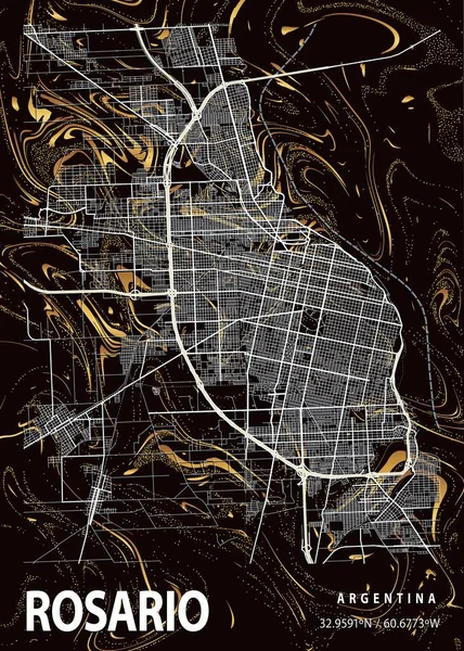 Rosario Argentina Montbretia Marble Map Uma Bela Estampa Das Cidades — Fotografia de Stock