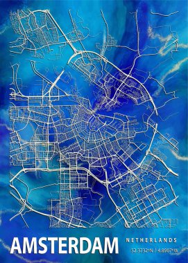 Amsterdam - Hollanda Nasturtium Mermer Haritası dünyanın en ünlü şehirlerinin güzel bir kopyası. Bu fiyata böyle bir baskı bulamazsın..