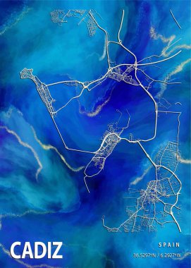 Cadiz - İspanya Nasturtium Mermer Haritası dünyanın en ünlü şehirlerinin güzel bir kopyası. Bu fiyata böyle bir baskı bulamazsın..