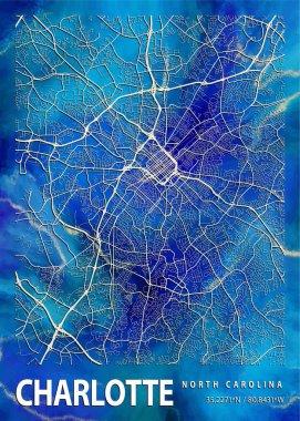 Charlotte, Amerika Birleşik Devletleri Nasturtium Mermer Haritası dünyanın en ünlü şehirlerinin güzel bir kopyası. Bu fiyata böyle bir baskı bulamazsın..