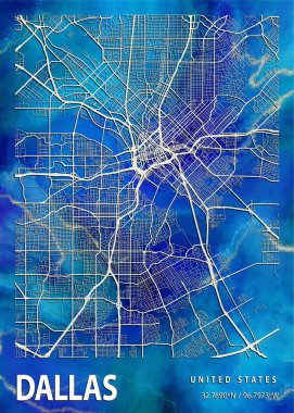 Dallas - ABD Nasturtium Mermer Haritası dünyanın en ünlü şehirlerinin güzel bir kopyası. Bu fiyata böyle bir baskı bulamazsın..