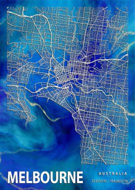 Melbourne - Avustralya Nasturtium Mermer Haritası dünyanın en ünlü şehirlerinin güzel bir kopyası. Bu fiyata böyle bir baskı bulamazsın..