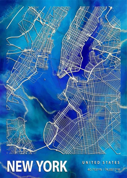 stock image New York - United States Nasturtium Marble Map is beautiful prints of the world's most famous cities. You will not find a similar print at this great price.