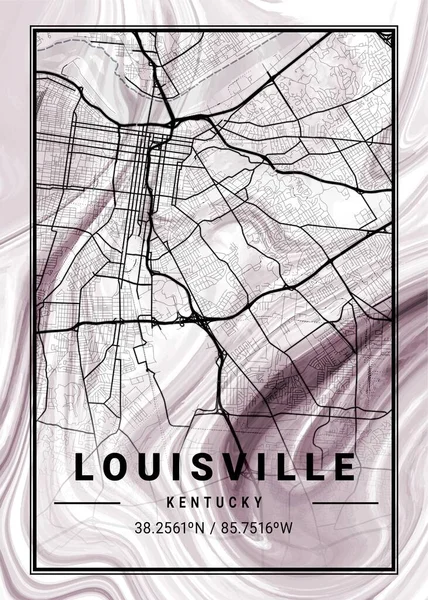 Louisville United States Orchids Marble Map Zijn Prachtige Prenten Van — Stockfoto