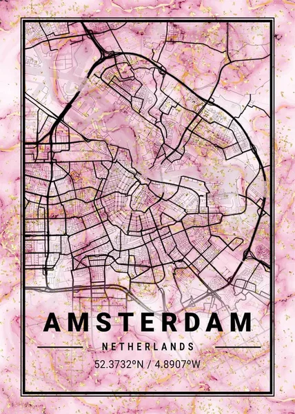 Amsterdam Mapa Mármore Orquídeas Holandesas São Belas Gravuras Das Cidades — Fotografia de Stock