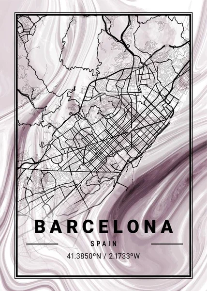 바르셀로나 스페인 오자마 지도는 세계에서 도시들의 아름다운 물이다 그대는 도읍의 — 스톡 사진
