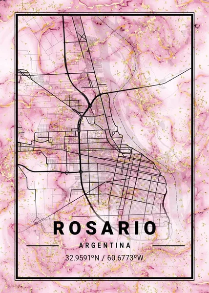 Rosario Argentina Mapa Mármore Orquídea Belas Gravuras Das Cidades Mais — Fotografia de Stock