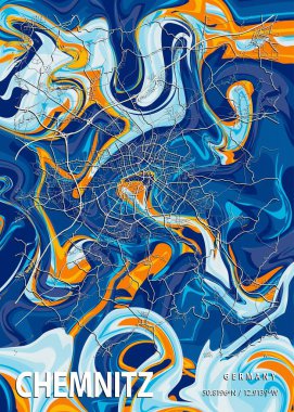 Chemnitz - Almanya Oncidium Mermer Haritası dünyanın en ünlü şehirlerinin güzel bir kopyası. Bu fiyata böyle bir baskı bulamazsın..