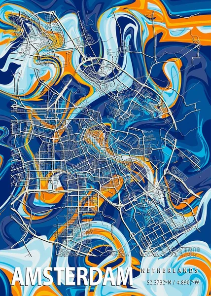 Amsterdam Netherlands Oncidium Marble Map Uma Bela Estampa Das Cidades — Fotografia de Stock