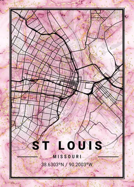 stock image St Louis - United States Orchid Marble Map is beautiful prints of the world's most famous cities. You will not find a similar print at this great price.