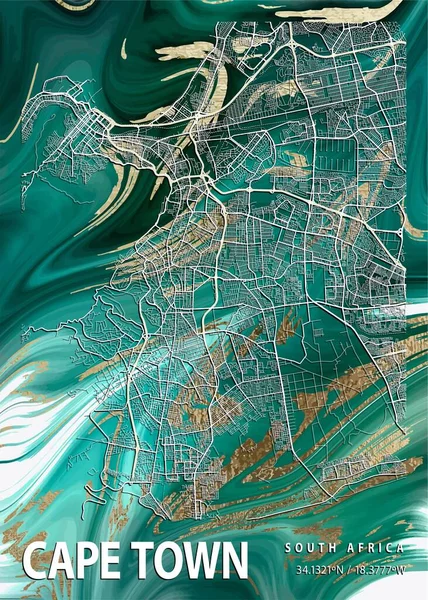 Ciudad Del Cabo Sudáfrica Nymphoides Marble Map Hermoso Estampado Las — Foto de Stock