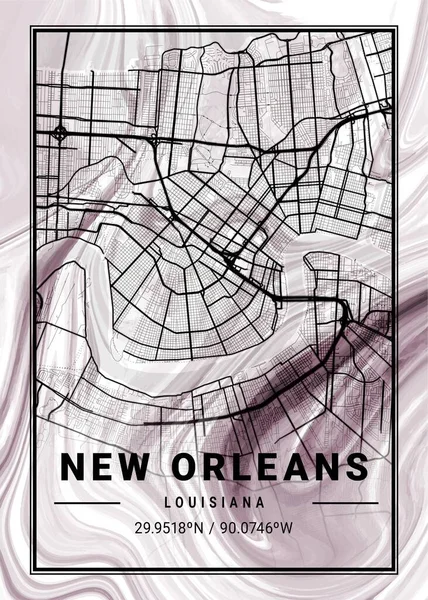 stock image New Orleans - United States Orchids Marble Map is beautiful prints of the world's most famous cities. You will not find a similar print at this great price.