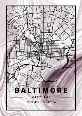 Baltimore - ABD Orkideleri Mermer Haritası dünyanın en ünlü şehirlerinin güzel bir kopyası. Bu fiyata böyle bir baskı bulamazsın..