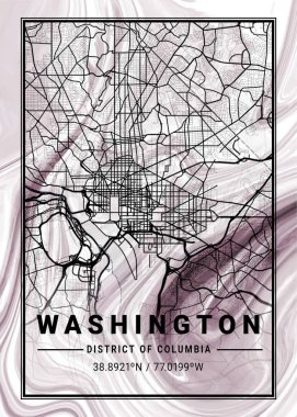 Washington - ABD Orkideleri Mermer Haritası dünyanın en ünlü şehirlerinin güzel bir kopyası. Bu fiyata böyle bir baskı bulamazsın..