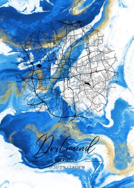Dortmund - Almanya Oleander Mermer Haritası dünyanın en ünlü şehirlerinin güzel bir kopyası. Bu fiyata böyle bir baskı bulamazsın..
