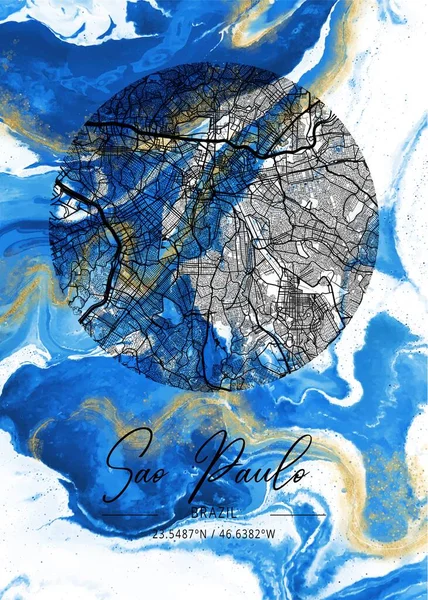 Σάο Πάολο Βραζιλία Oleander Marble Map Είναι Όμορφες Εκτυπώσεις Από — Φωτογραφία Αρχείου
