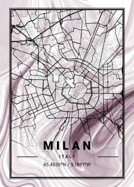 Milan - İtalya Orkideleri Mermer Haritası dünyanın en ünlü şehirlerinin güzel bir kopyası. Bu fiyata böyle bir baskı bulamazsın..