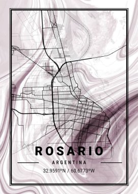 Rosario, Arjantin Orkide Mermer Haritası dünyanın en ünlü şehirlerinin güzel bir kopyası. Bu fiyata böyle bir baskı bulamazsın..