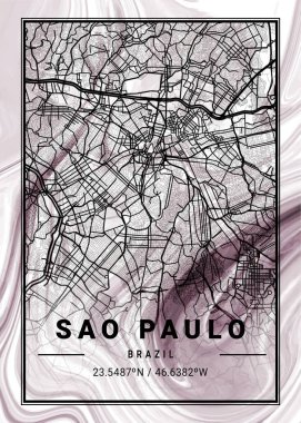 Sao Paulo - Brezilya Orkide Mermer Haritası dünyanın en ünlü şehirlerinin güzel bir kopyası. Bu fiyata böyle bir baskı bulamazsın..