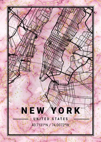 Νέα Υόρκη Ηνωμένες Πολιτείες Orchid Μάρμαρο Χάρτης Είναι Όμορφες Εκτυπώσεις — Φωτογραφία Αρχείου