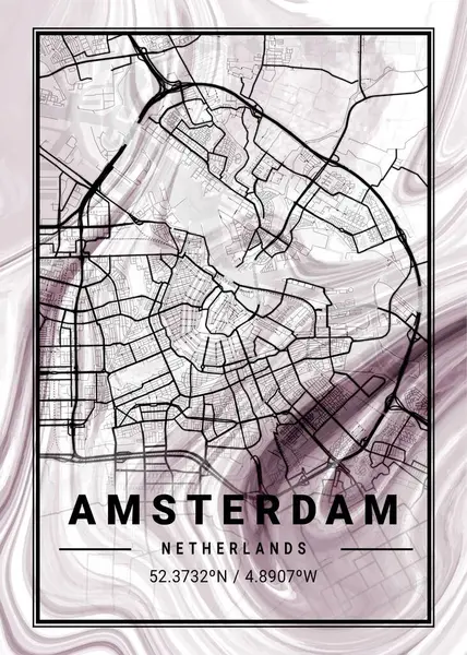 Amsterdam Mapa Mármore Das Orquídeas Holandesas São Belas Gravuras Das — Fotografia de Stock