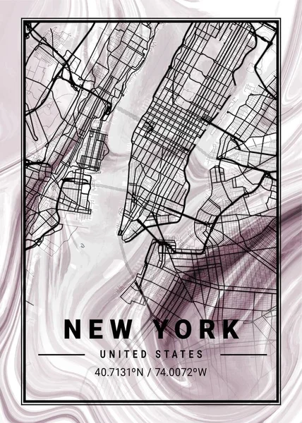 Νέα Υόρκη Ηνωμένες Πολιτείες Ορχιδέες Μάρμαρο Χάρτης Είναι Όμορφες Εκτυπώσεις — Φωτογραφία Αρχείου