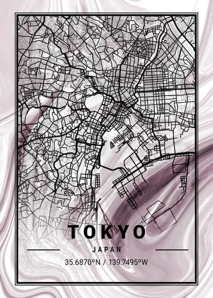 Tokyo Japan Orchids Marble Map Una Hermosa Impresión Las Ciudades — Foto de Stock