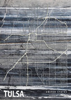 Tulsa - Amerika Birleşik Devletleri Pansy Mermer Haritası dünyanın en ünlü şehirlerinin güzel bir kopyası. Bu fiyata böyle bir baskı bulamazsın..