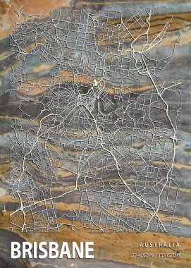 Brisbane - Avustralya Tutku Mermer Haritası dünyanın en ünlü şehirlerinin güzel bir kopyası. Bu fiyata böyle bir baskı bulamazsın..