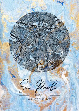 Sao Paulo - Brezilya Penstemon Mermer Haritası dünyanın en ünlü şehirlerinin güzel bir kopyası. Bu fiyata böyle bir baskı bulamazsın..