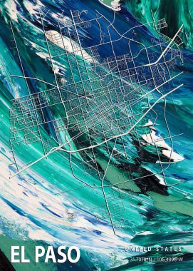El Paso - ABD Primrose Mermer Haritası dünyanın en ünlü şehirlerinin güzel baskılarıdır. Bu fiyata böyle bir baskı bulamazsın..