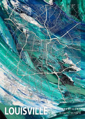 Louisville - ABD Primrose Mermer Haritası dünyanın en ünlü şehirlerinin güzel bir kopyası. Bu fiyata böyle bir baskı bulamazsın..