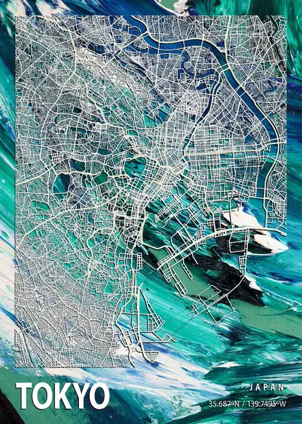 Tokio Japón Primrose Marble Map Hermosas Impresiones Las Ciudades Más — Foto de Stock
