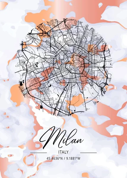 stock image Milan - Italy Rainlily Marble Map is beautiful prints of the world's most famous cities. You will not find a similar print at this great price.