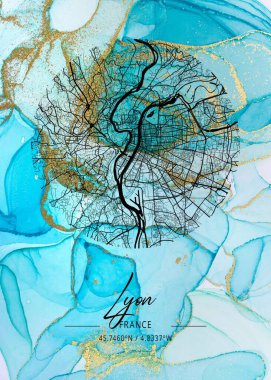 Lyon - France Rampion Mermer Haritası dünyanın en ünlü şehirlerinin güzel bir kopyası. Bu fiyata böyle bir baskı bulamazsın..