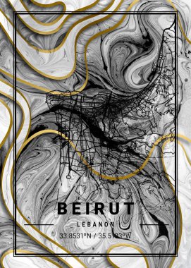 Beyrut - Lübnan Ronmit Mermer Haritası dünyanın en ünlü şehirlerinin güzel bir kopyası. Bu fiyata böyle bir baskı bulamazsın..