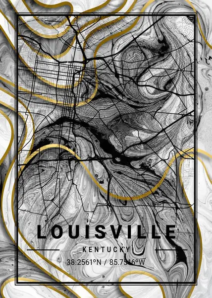 Louisville Ηνωμένες Πολιτείες Ronmit Marble Map Είναι Όμορφες Εκτυπώσεις Από — Φωτογραφία Αρχείου