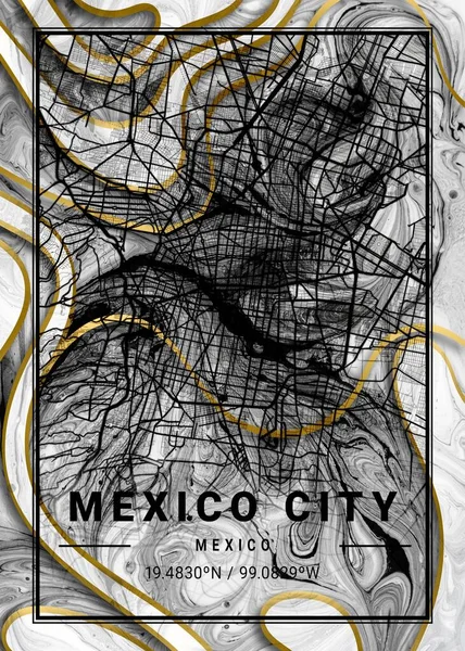 メキシコシティ メキシコロンミット マーブルマップは 世界で最も有名な都市の美しいプリントです あなたはこの偉大な価格で同様のプリントを見つけることができません — ストック写真