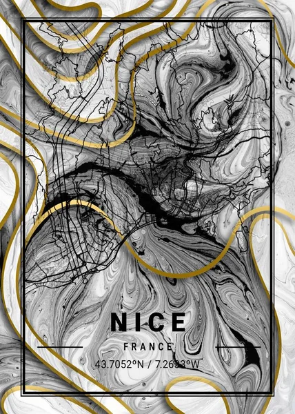 Νίκαια Γαλλία Ronmit Marble Map Είναι Όμορφες Εκτυπώσεις Από Τις — Φωτογραφία Αρχείου